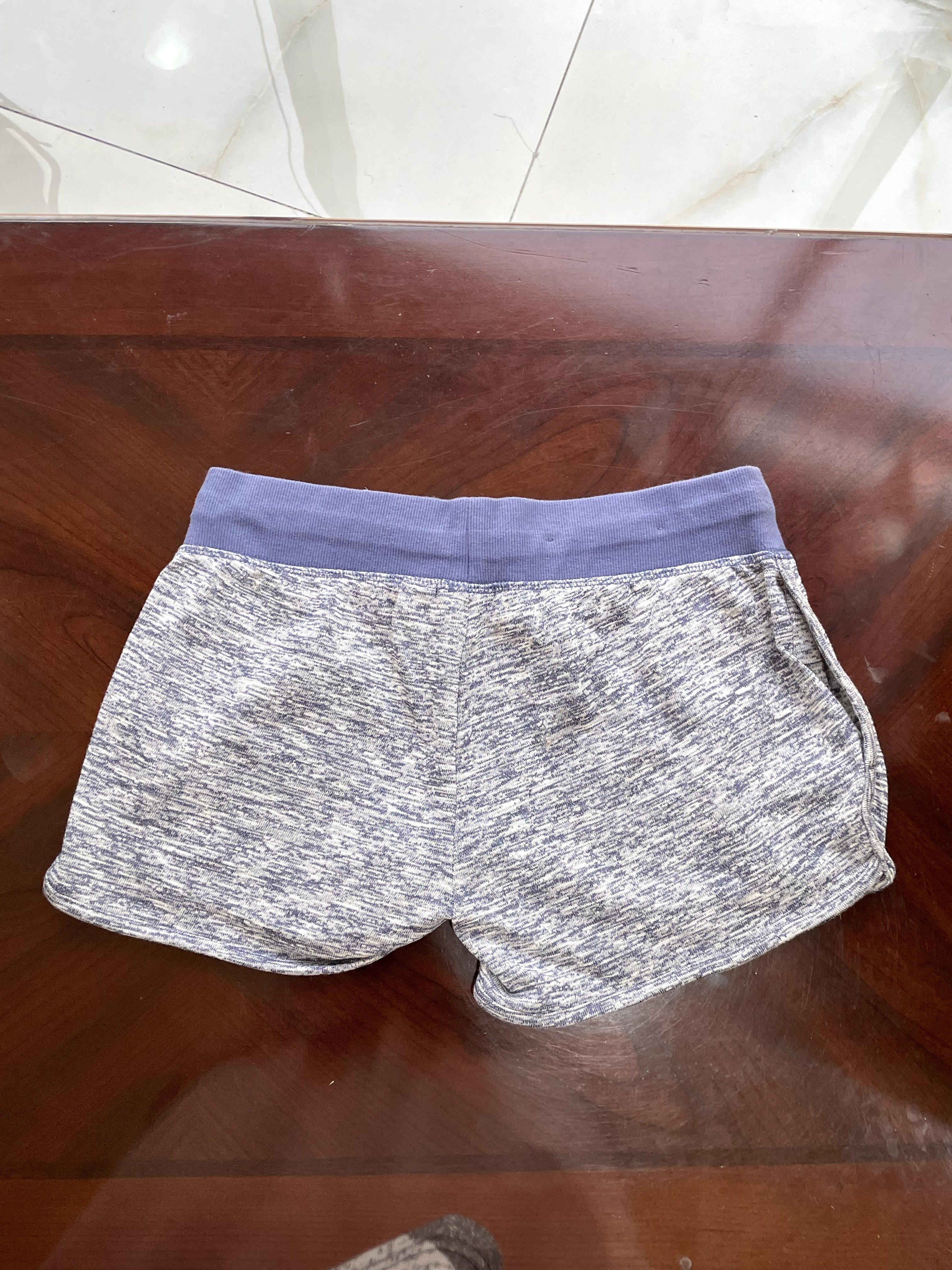 Cornflower Blue Marled Drawstring Athletic Shorts
