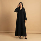 Elegant Black Beaded Polyester Abaya