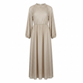 Styli Gold Metallic Plisse Long Sleeve Maxi Dress Size M