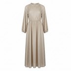 Styli Gold Metallic Plisse Long Sleeve Maxi Dress Size M