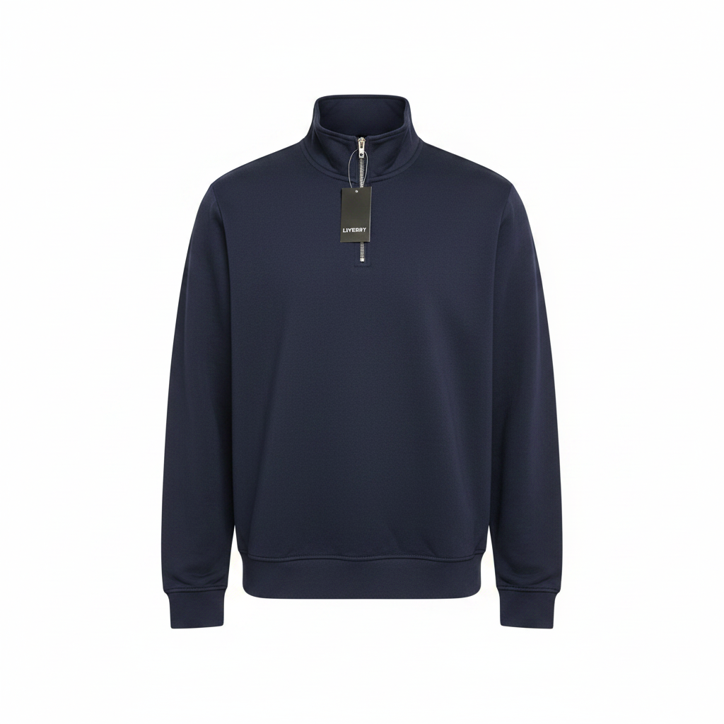 Men's Livergy Navy Blue Quarter-Zip Sweatshirt Pullover
