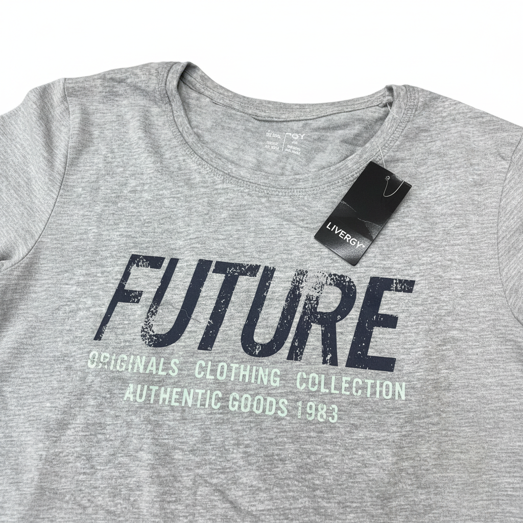 Livergy Men's Grey Future Graphic Long Sleeve T-Shirt