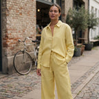 Women's Yellow Rayon Shirt and Pants Set