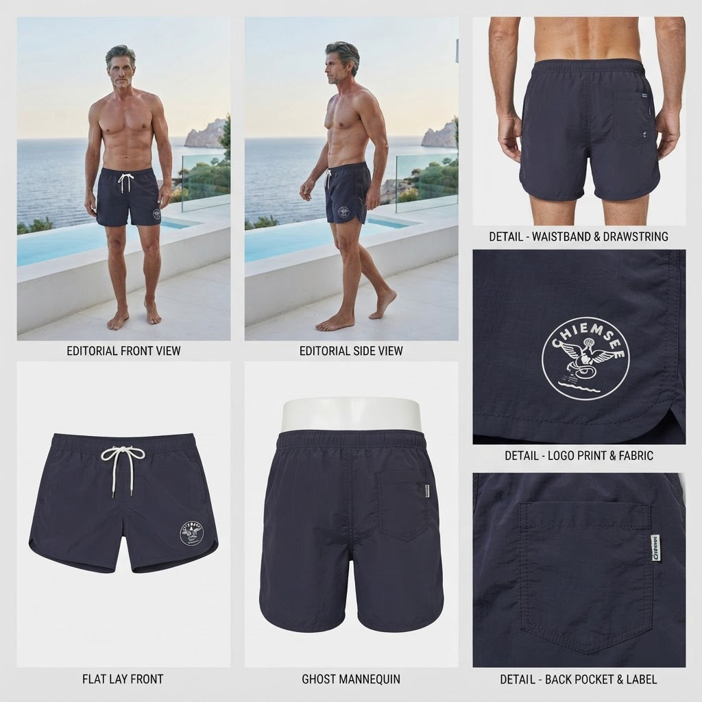 CHIEMSEE Navy Blue Sporty Drawstring Swim Shorts