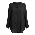 Gina Laura Black Roll-Tab Sleeve Blouse - Size M
