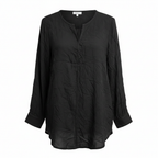 Gina Laura Black Roll-Tab Sleeve Blouse - Size M