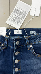 QS Deep Indigo Flared Jeans with Exposed Button Fly