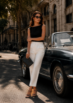 M&S Collection Women's High-Rise Slim Cropped White Pants