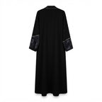 Women's Black & black Metallic Jacquard Open Abaya
