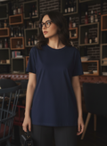 KOOKAÏ Navy Blue Short Sleeve Crew Neck Cotton Jersey T-Shir