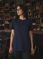 KOOKAÏ Navy Blue Short Sleeve Crew Neck Cotton Jersey T-Shir