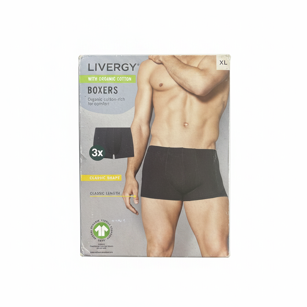 Livergy Men's Grey Cotton Boxer Shorts 3-Pack