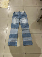 BoohooMAN Light Blue Patchwork Distressed Straight Flare Jea