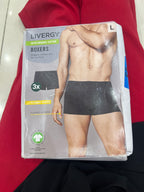 LIVERGY Men's Organic Cotton Boxers - 3 Pack Black Size L