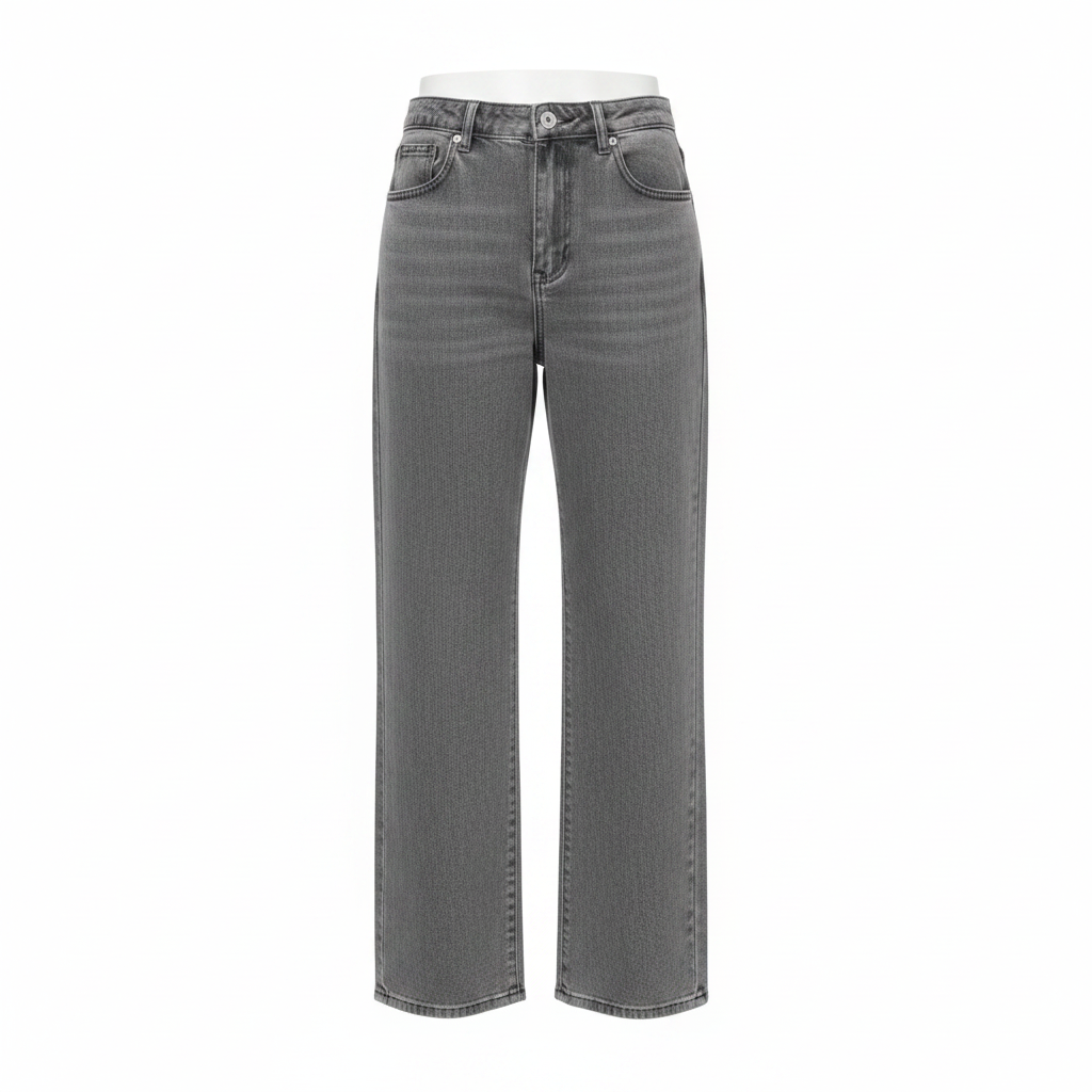 Unisex High-Waisted Wide Leg Grey Denim Jeans