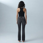 Bershka Washed Black Flare Jeans with Chevron Pocket Detail