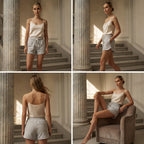 Light Heather Grey Drawstring Lounge Shorts