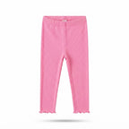 SHEIN Pink Ribbed Lettuce Hem Leggings - SHEIN 12-18M