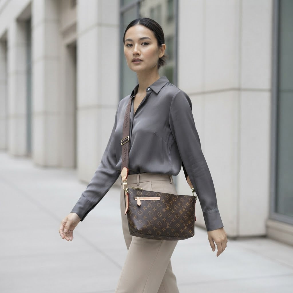 LOUIS VUITTON Monogram Canvas Crossbody Bag with Textile Str