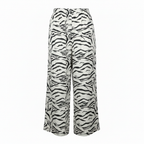 Zebra Print Wide Leg Trousers in Cream and Black