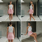 Pastel Pink Jersey Drawstring Mini Skirt with Pockets