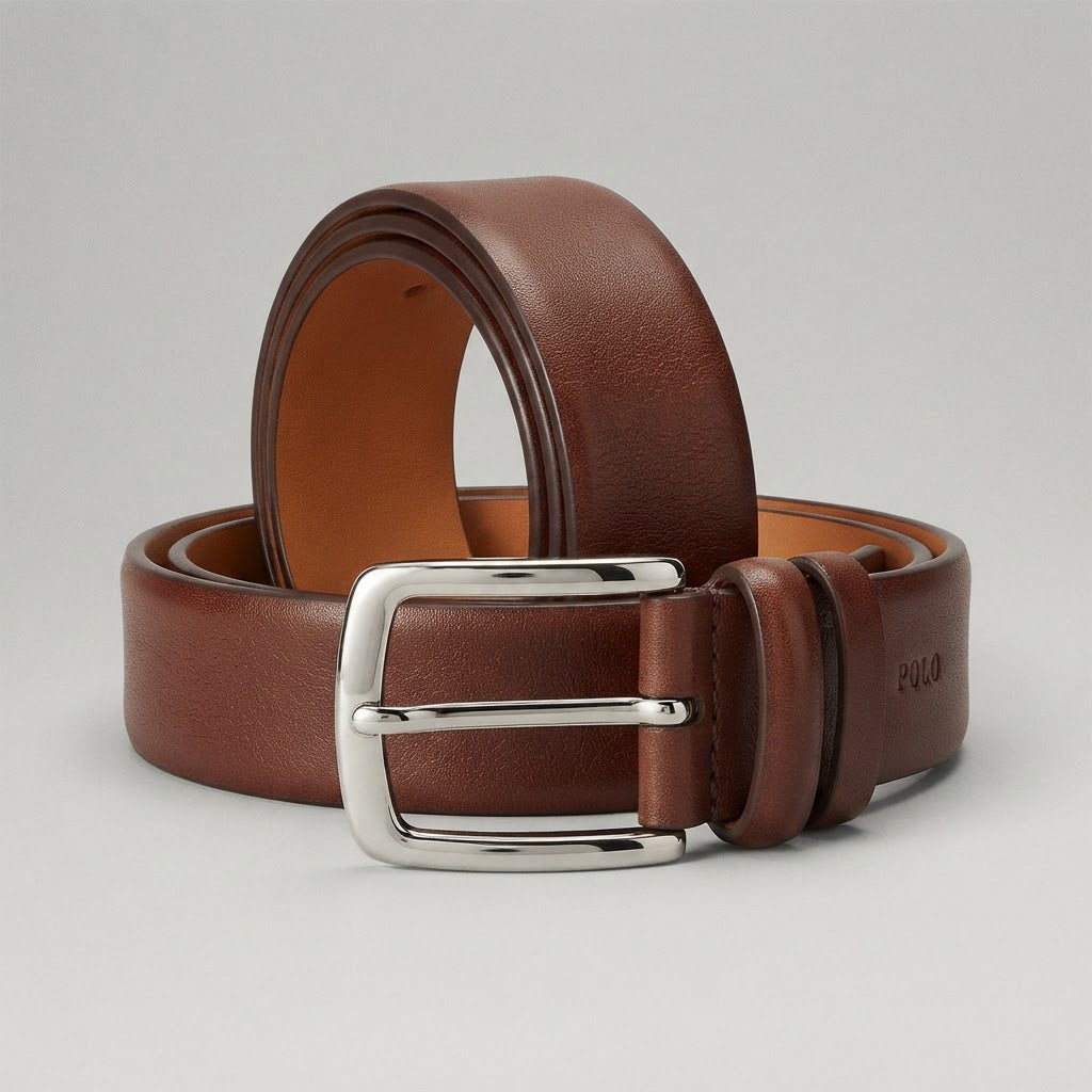 Polo Men's Classic Brown Leather Belt
