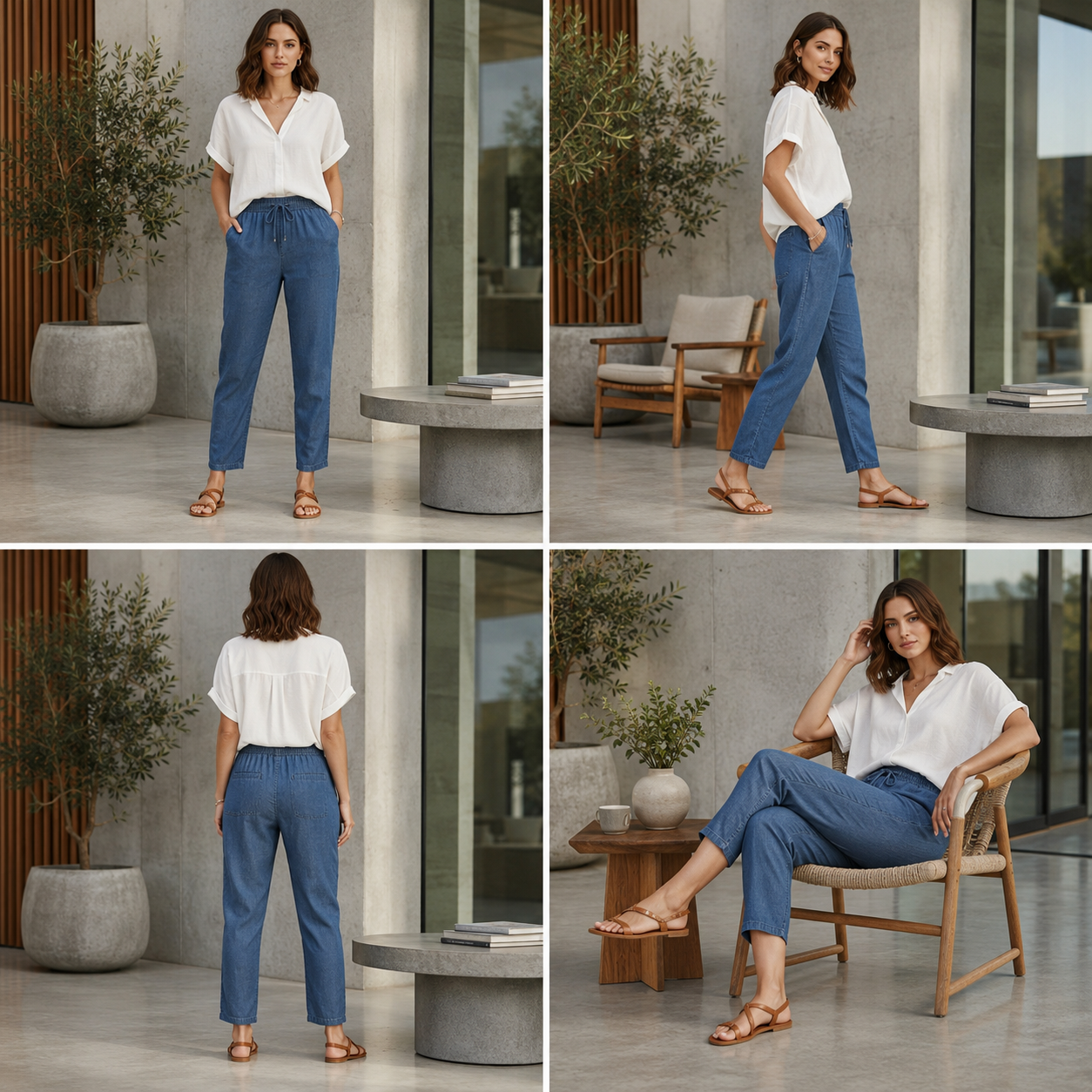esmara Women's TENCEL™ Tapered Ankle Summer Trousers