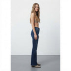 QS Deep Indigo Flared Jeans with Exposed Button Fly