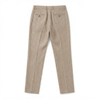 Men's Beige Textured Linen Blend Tailored Trousers