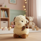 Plush Sheep Ram Toy with Plaid Bow - Kids Stuffed Animal