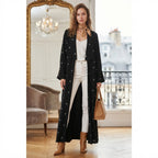Women's Black Embroidered Modest Longline Abaya Robe