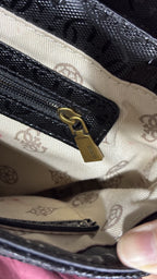 GUESS Guess Black Embossed Logo Flap Shoulder Bag