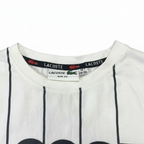 LACOSTE Women's White Striped Short-Sleeve Logo T-Shirt
