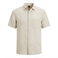 H&M Women's Beige Linen Short Sleeve Button Down Shirt