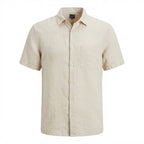 H&M Women's Beige Linen Short Sleeve Button Down Shirt