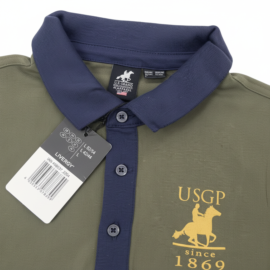 Livergy Men's USGP Long Sleeve Polo Shirt - Olive Green