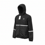 Crivit Men's Black Geometric Hooded Sports Jacket