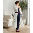 ACTAN Women's White Embroidewhite Open-Front Kimono Abaya