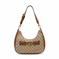 Guess Monogram Hobo Shoulder Bag with Gold Hardware