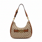 Guess Monogram Hobo Shoulder Bag with Gold Hardware