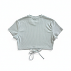 SHEIN Light Blue Ribbed Crew Neck Crop Top - Size L