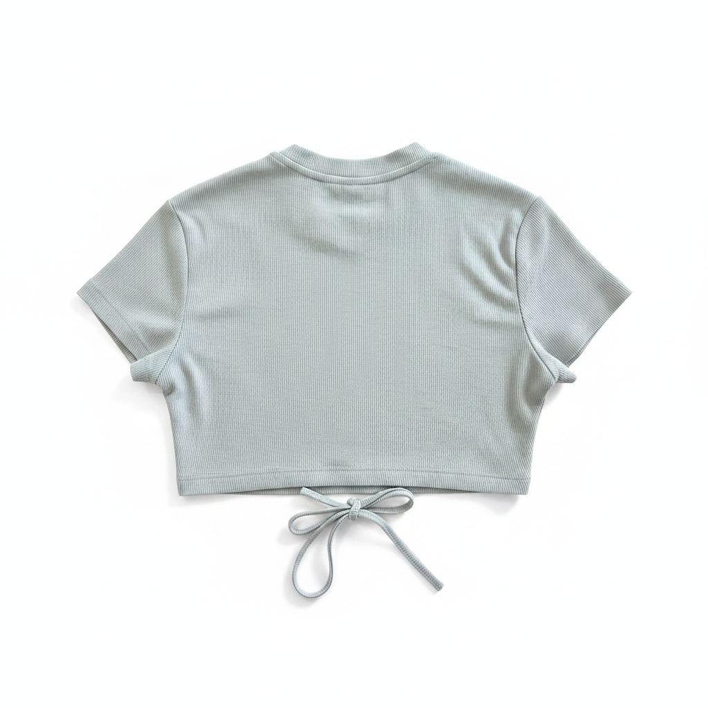 SHEIN Light Blue Ribbed Crew Neck Crop Top - Size L