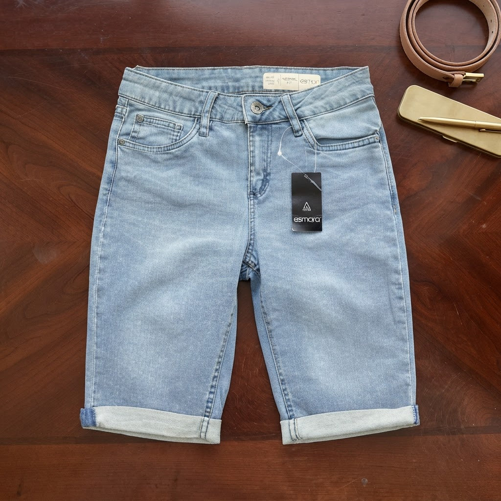 esmara Light Blue Washed Cuffed Denim Shorts