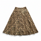 Women's Brown Ornamental Print A-Line Midi Skirt