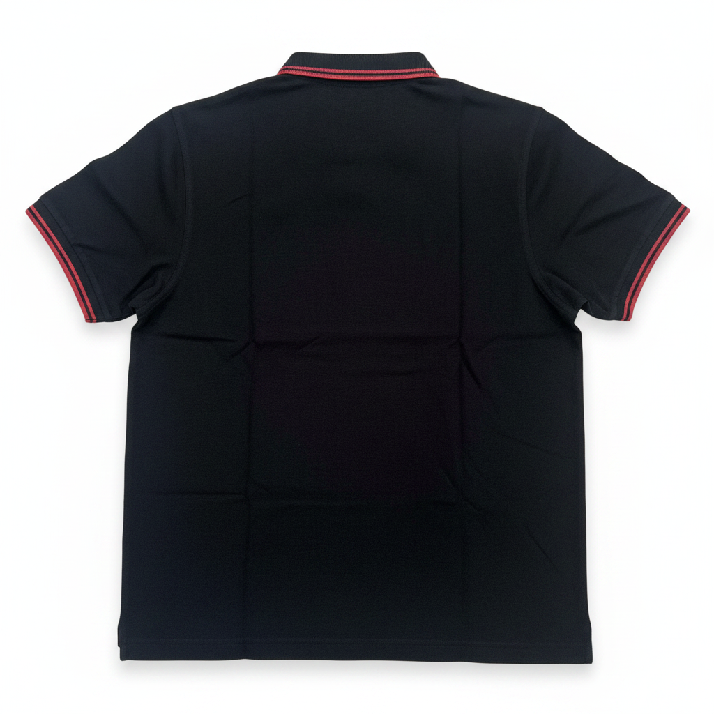 FRED PERRY Men's Black Patch-Detail Cotton Polo Shirt