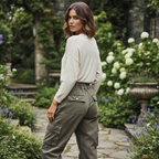 EN.ES Women's Olive Green Cargo Jogger Pants - Size US 2