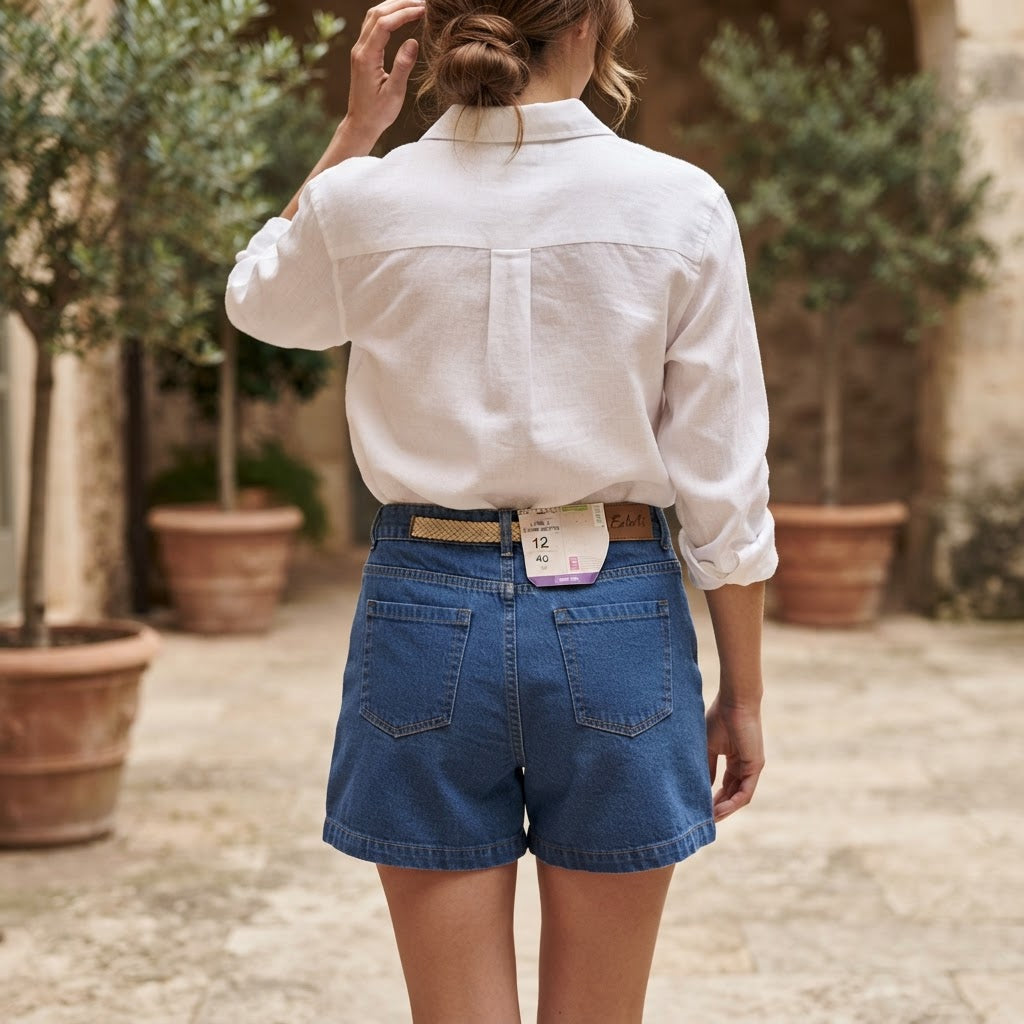 Women's High-Waisted Blue Denim Shorts