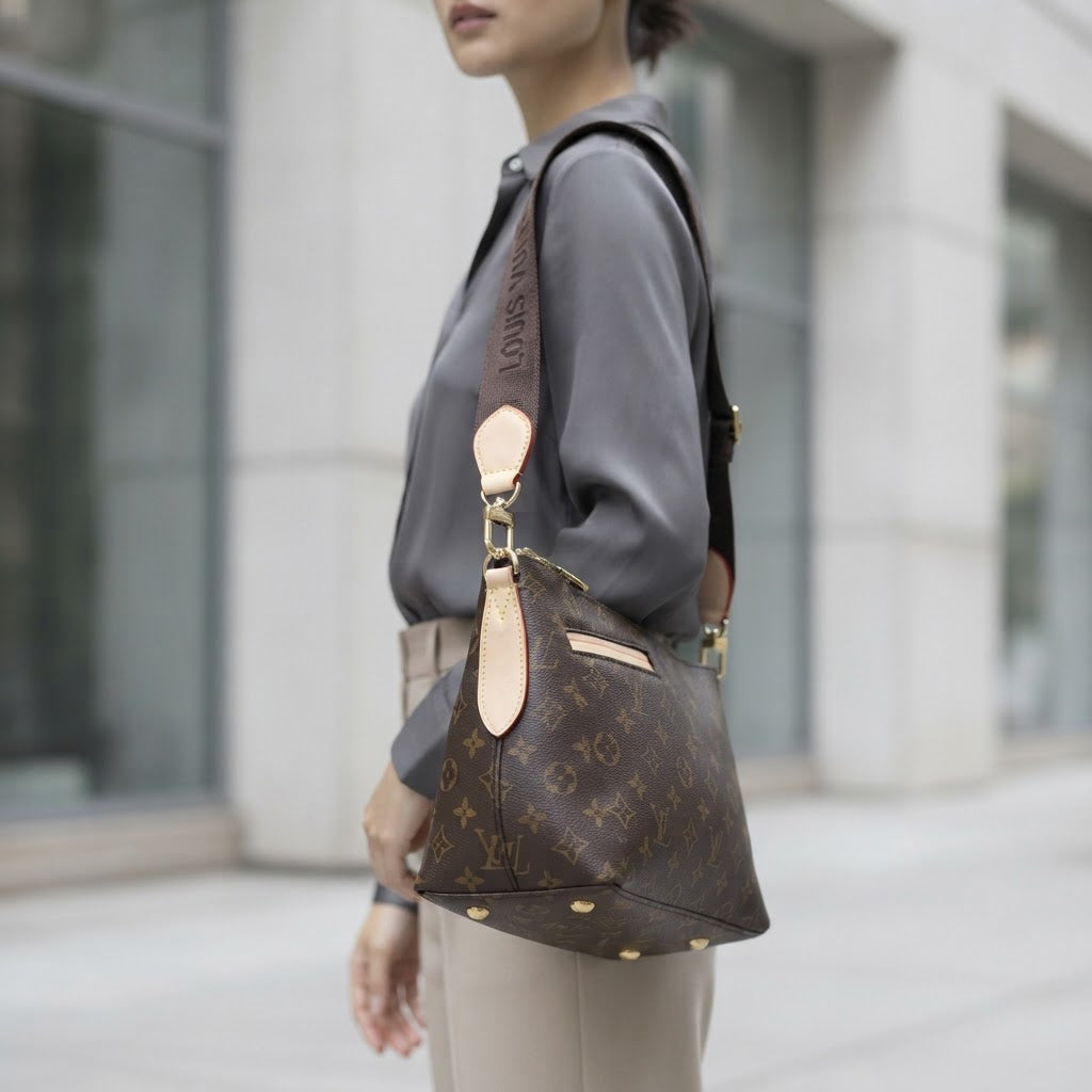 LOUIS VUITTON Monogram Canvas Crossbody Bag with Textile Str