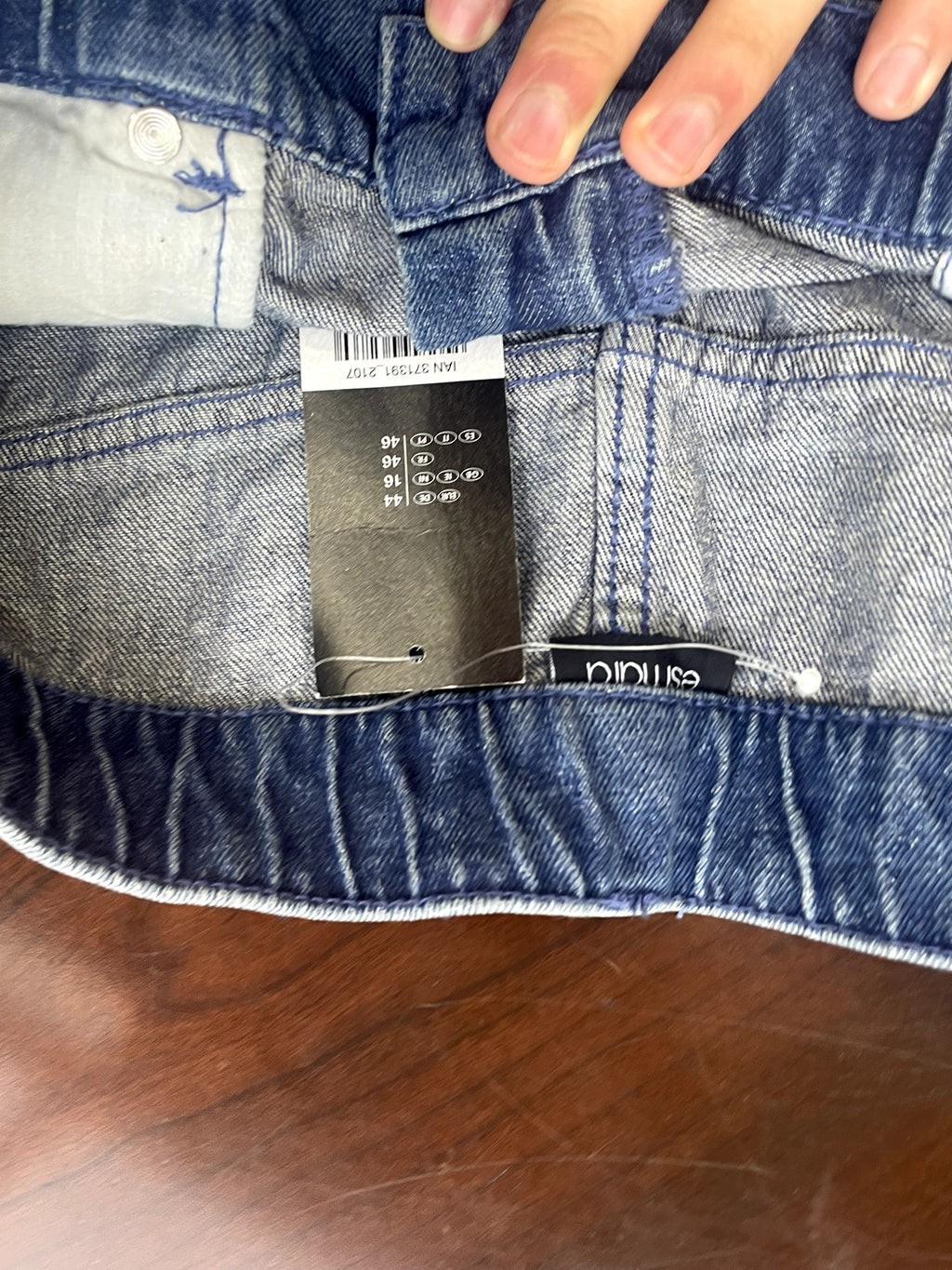Mid-Wash Blue Denim High-Rise Shorts with Cuffed Hem