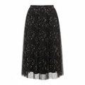 femi9 Women's Black Metallic Floral Pleated Tulle Skirt